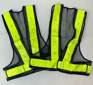 Lot of 2 Men&#039;s Neon Yellow High Visibility Safety Vest with LED Light NWOT