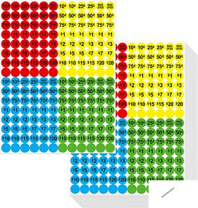 3840 Pcs Garage Sale Flea Market Pre-Priced Pricing Stickers in Bright Colors (Y