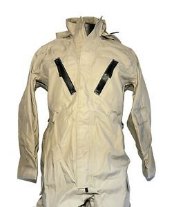 NEW SMALL US MILITARY JP-8 FUEL HANDLER COVERALLS FIRE RESISTANT GORETEX TAN FR