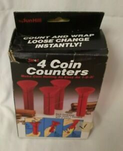 Brand New Vintage Set of 4 Coin Counters Red Funnel Tubes By Sun Hill USA Made
