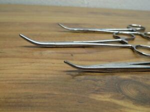 3 STAINLESS CURVED, LOCKING SURGICAL FORCEPS
