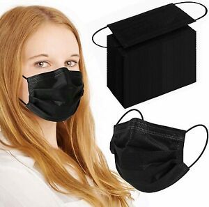 50/100 PCS Black Face Mask Mouth &amp; Nose Protector Masks, Fits Adult Men &amp; Women