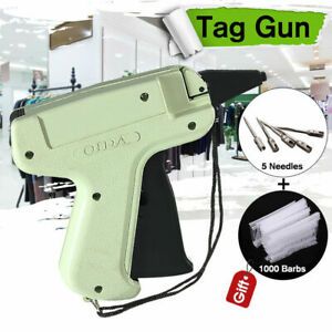 Tagging Gun +5 Steel Needle +1000 Tag Label System Barbs for Garment Clothes FZE