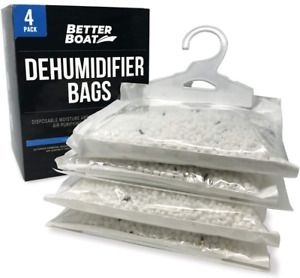 4 Pack Boat Dehumidifier Moisture Absorber Hanging Bags and Charcoal Smell Damp