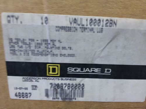 Square d vaul100012bn new in box 750-1000 mcm al crimp lug 2 bolt hole #b67 for sale