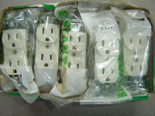 Lot of 5 bryant cr15-bw duplex receptacle white 15a commercial factory sealed for sale
