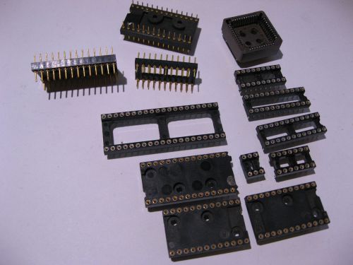 Qty 13 IC Socket Various Machined Pin Tin-Gold Clip Board Connectors  - NOS