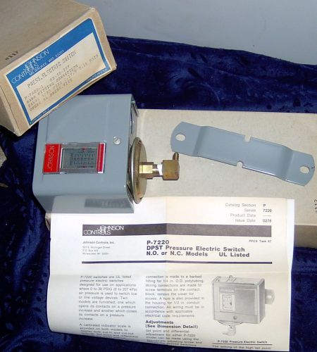 1 new johnson controls p-7220 dpst pressure electric switch for sale
