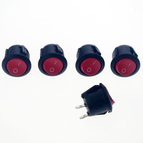 5 x red button 2 pin on-off 10a/125v 6a/250v ac spst round rocker boat switch for sale