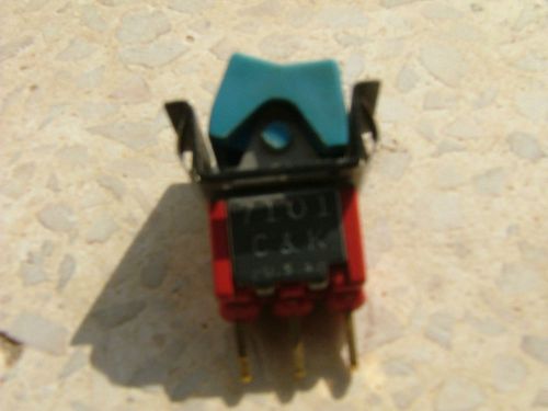 Vintage mini c&amp;k 7101 on/on sp rocker miniature toggle switch blue red 0.4va for sale