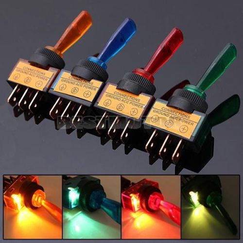 4x led light illuminated flick toggle switch control boat dashboard spst on/off for sale
