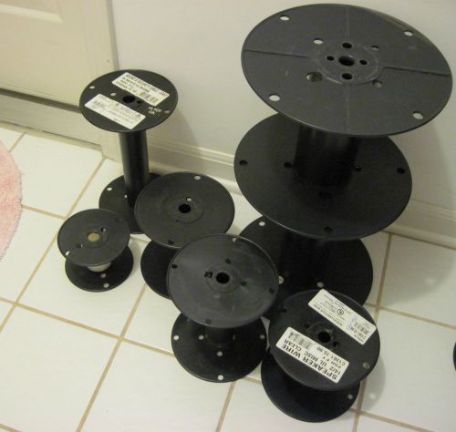 Lot of 7 plastic empty spool for wire, cable, or rope (various sizes) for sale