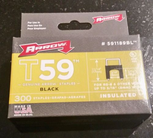 NEW T59 ARROW 591168 BL 1/4&#034; BLACK INSULATED STAPLES (1 BOX) 300 STAPLES PER BOX