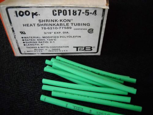 THOMAS &amp; BETTS SHRINK-KON CP0187-5-4 HEAT SHRINK TUBING 3/16&#034; DIA. BOX OF 100PCS