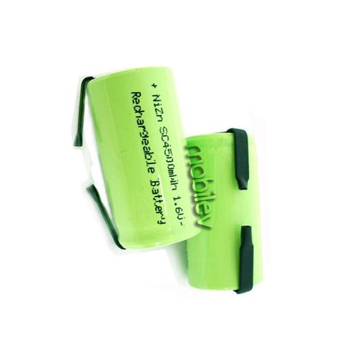 6 x 4500mwh sub c 1.6v volt nizn rechargeable battery cell pack with tab green for sale