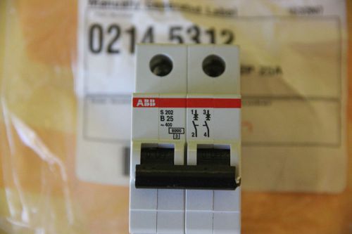 ABB Miniature Circuit Breaker 2 Pole S202 - B25, BKR CKT 480V 2P 25A, new