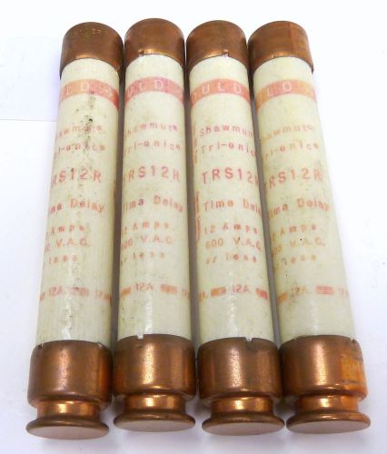 Lot of 4 Gould Shawmut TRS12R Tri-onic Time Delay Fuses