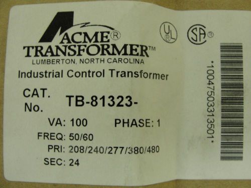 New Acme Transformer, TB-81323, 208/240/277/380/480 to 24, 100va, Single Phase