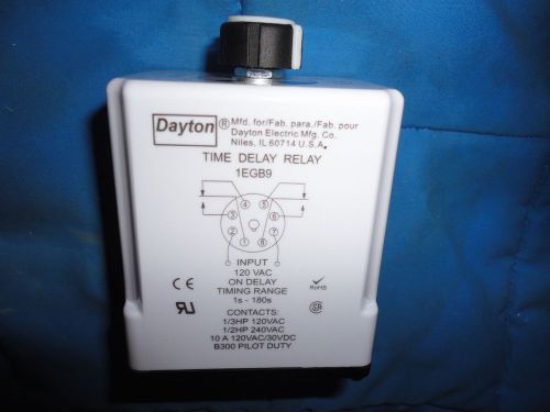 New in stained box dayton time delay relay dpdt 1-180 sec 120 vac coil 10 amp for sale