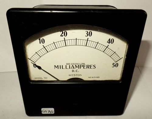 Vintage Weston Square Panel Ammeter Milliamperes 0-50 Ma Current Bias DC D.C.
