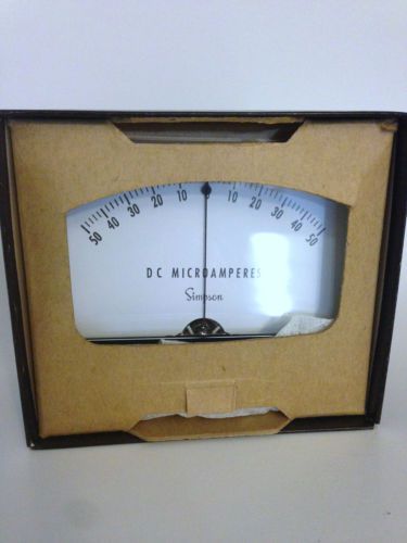 Simpson Panel Meter Model 1329 50-0-50 DC Microamps, 4 1/2&#034;