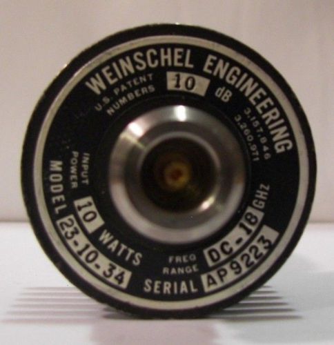 Weinschel Attenuator  23-10-34  10dB 10W DC to 18 GHz