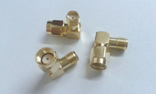 4 pcs gold Right RP-SMA male to SMA female Right Angle RF connector adapter