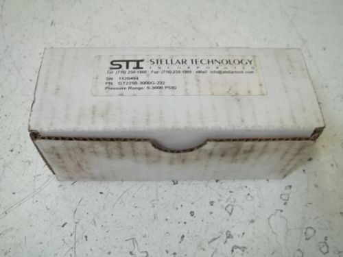 STELLAR TECHNOLOGY  GT2250-3000G-232 PRESSURE SENSOR 0-3000PSIG *NEW IN A BOX*