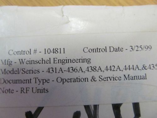 WEINSCHEL ENGINEERING 431A etc RF Units Oper &amp; Serv Manual w/schematics rev11/79