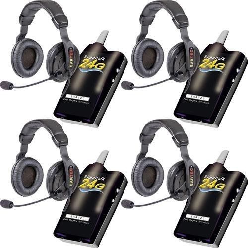 Simultalk eartec 4 simultalk 24g beltpacks w/ proline double headsets slt24g4pd for sale