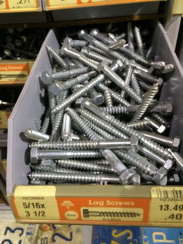 Lot of 150 steel hex lag screw bolt 5/16 x 3 1/2&#034; zinc plated hex head hillman for sale