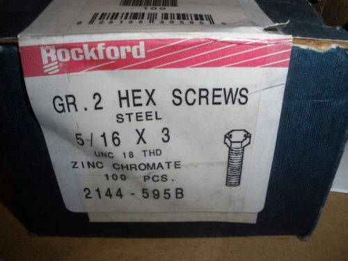 5/16-18 x 3&#034; rockford brand hex head grade 2 bolts zinc (49) total for sale