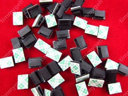 20pcs Self-adhesive  Rectangle Cable Clips  Drop Wire Holder Clamp Clip Black