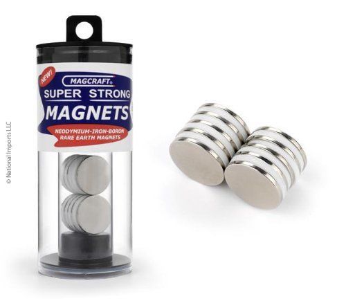 Magcraft NSN0683 3/4-Inch by 1/16-Inch Rare Earth Disc Magnets  10-Count