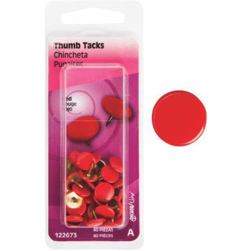 Hillman Fastener Corp 122673 Thumb Tack-40PC RED THUMB TACK