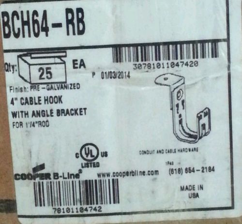 BCH64-RB B-Line Angle Bracket Cable Fastener 4&#034; J Hook