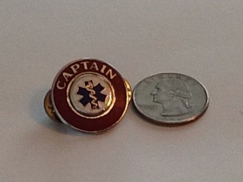 Captain star of life fire dept red and silver collar pin for sale