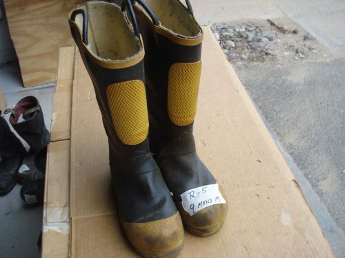 Ranger shoe fit firefighter turn out gear rubber bunker boots steel toe 9 m..r5 for sale