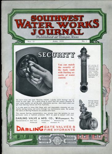 VINTAGE April 1939 SOUTHWEST WATER WORKS JOURNAL Interesting read... Cool Ads