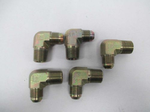 Lot 5 new parker 90 degree male elbow 1/2in npt x 5/8in jic d375987 for sale