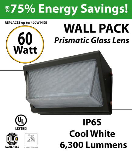 60w, led wall pack fixture, 6300lm, 6000k, ul for sale