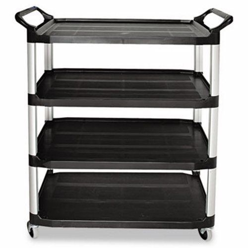Rubbermaid 4-Shelf Utility Cart, Open All Sides, Black (RCP 4096 BLA)