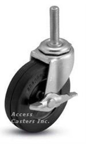 3stsrsb-500 3&#034; soft rubber swivel caster w/ brake, 5/16-18 x 1 1/2 threaded stem for sale