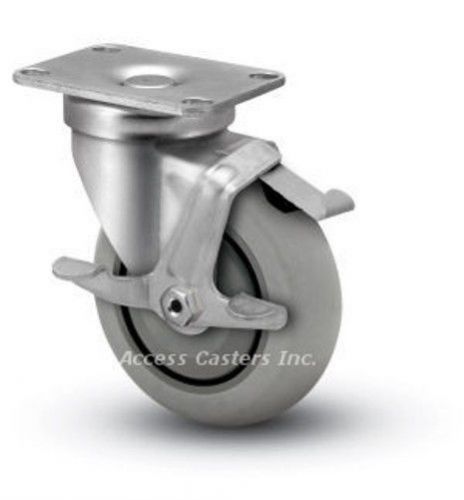 4a02xsb 4&#034; x 1-1/4&#034; swivel plate caster with brake extra soft round tread wheel for sale