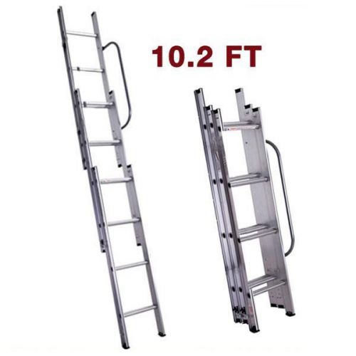 330lb 10.2FT Aluminum Folding Loft Ladder Telescoping 3 Section Extension Steps