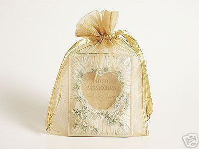 20 PCS 5x7 Old Gold Organza Fabric Bags, Party Favor