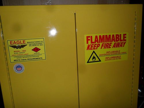 EAGLE 1962 Flammable Safety Cabinet, 60 Gal., Yellow Excellent Condition