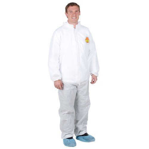 Premium white disposable polypropylene coveralls - large for sale