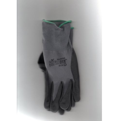 Super Dex Gloves - Nitrile, Palm Coated Gray/Black, Green Wrist #3228 - Medium