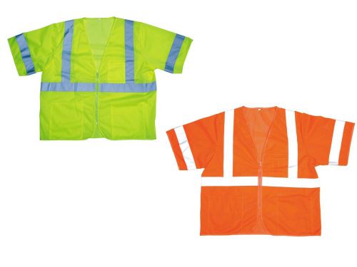 Case of 24 class 3 ansi/sea high visibility safety vest. orange or lime for sale